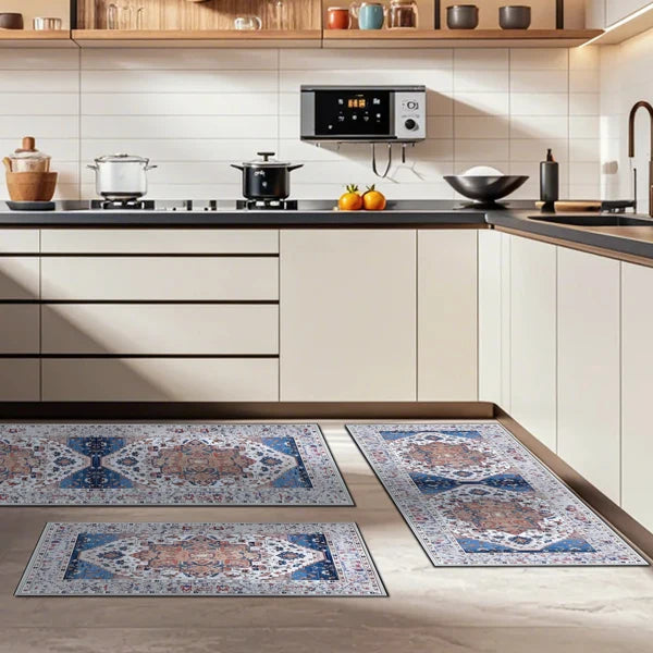 Boho 3-Piece Kitchen Rug Set with Runner