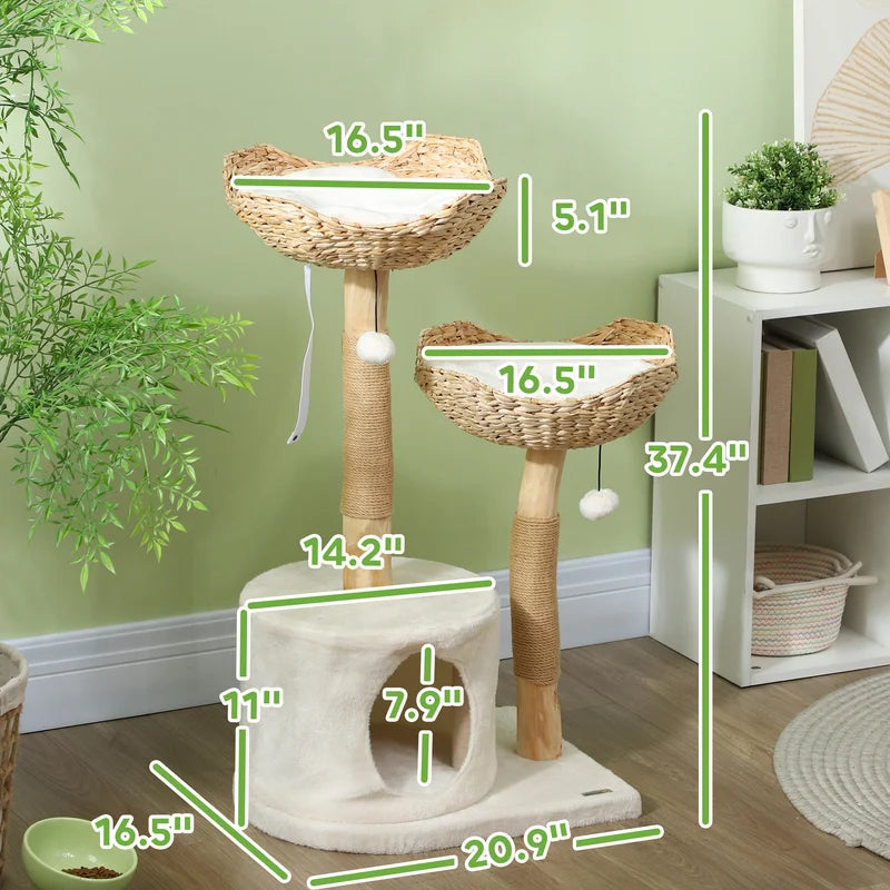 37-Inch Modern Cat Tree – Multi-Level Cat Tower